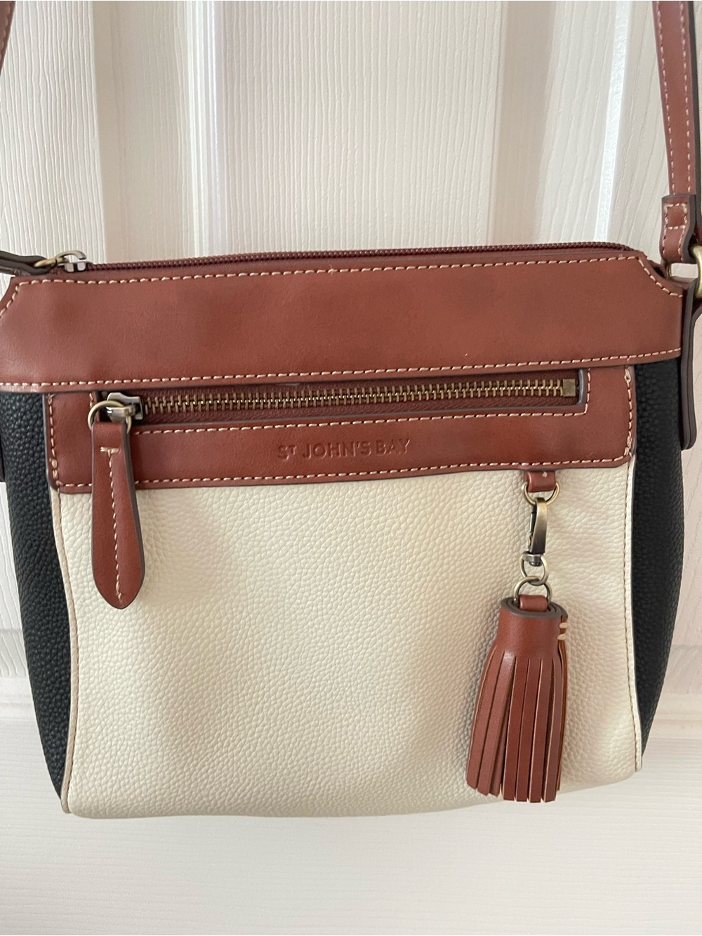 St. John's Bay Cream, Brown and Black Crossbody Bag
